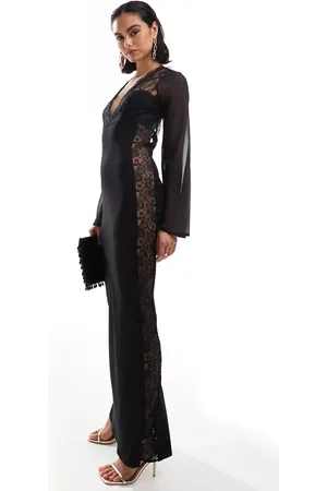 ASOS Lace cut out chiffon mix bias maxi dress in