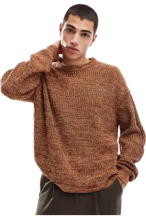 ASOS Knitted oversized fisherman rib jumper in tan