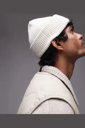 SELECTED Merino wool beanie in cream