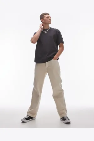 Topman Straight twill trousers in ecru