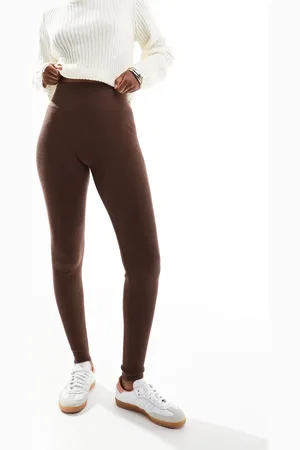 Miss Selfridge Rib knit cosy legging in chocolate