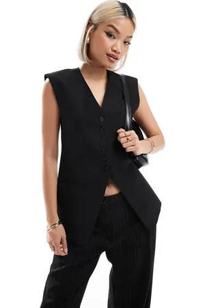 ASOS Longline exaggerated shoulder waistcoat in