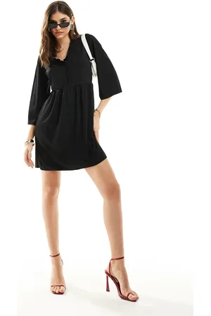 VILA Ribbed t-shirt mini dress with bell sleeve in