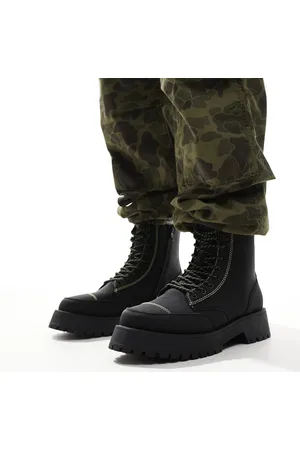 ASOS Lace up boots in with chunky sole and contrast stitch