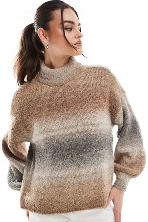 ONLY High neck knitted jumper in tonal space dye