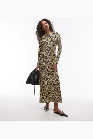 Topshop Slash neck maxi dress in blurred floral