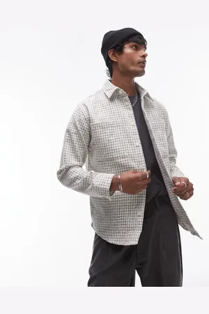 SELECTED Oversized overshirt in cream check