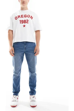 Only & Sons Slim tapered jeans in mid wash
