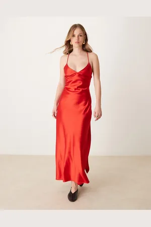 Miss Selfridge Satin strappy maxi dress