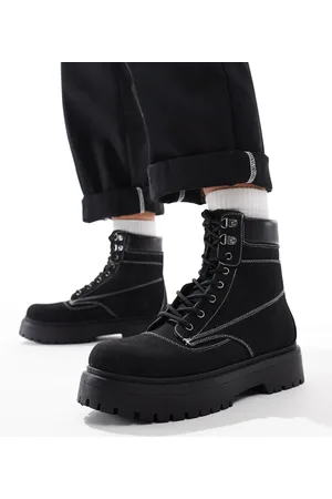 ASOS Lace up worker boots in black with chunky sole