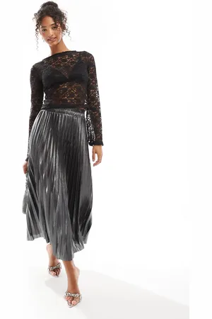 ONLY Pleated maxi skirt in metallic
