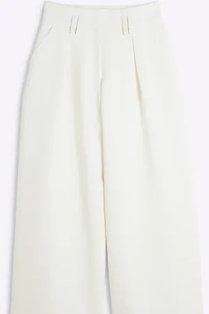River Island High waisted wide leg trouser in cream