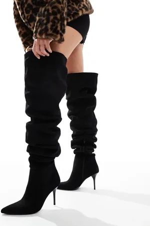 ASOS Knock ruched heeled over the knee boots in
