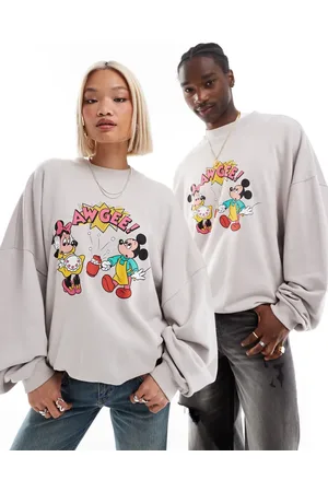 ASOS Disney unisex super oversized sweatshirt with Mickey Mouse and Minnie Mouse print in grey