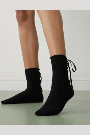 Monki Ankle sock with lace up detail in black