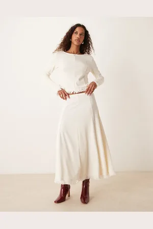 Ghospell Kimberley knit midi skirt in cream co-ord