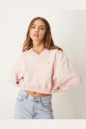Calvin Klein Woven label v-neck sweatshirt in