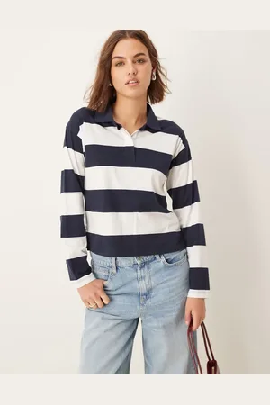 New Look Stripe collared top in and white