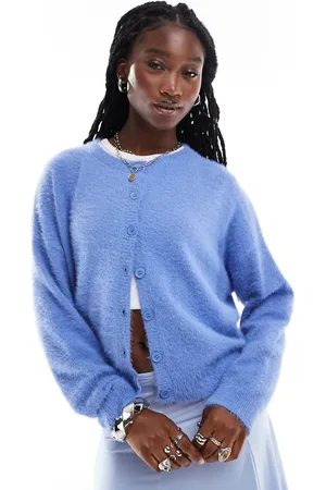 Daisy Street Fluffyeyelash knit boxy crew neck cardigan