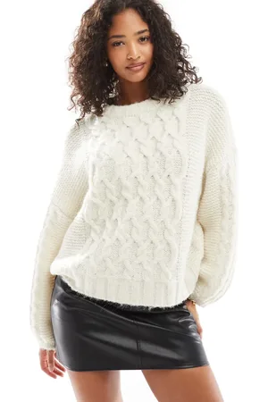 VERO MODA Chunky cable knit jumper in cream
