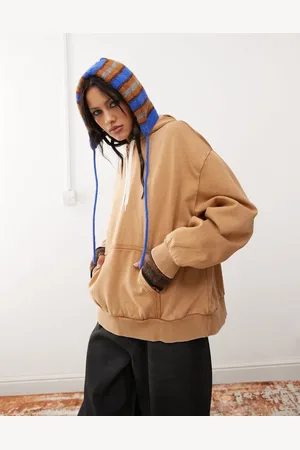 Monki Oversized hoodie in washed camel
