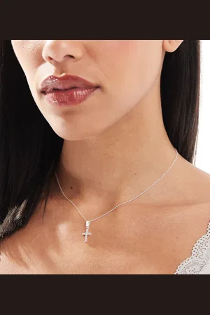Kingsley Ryan Crystal cross necklace in sterling