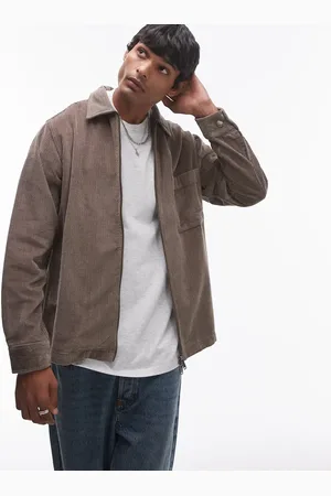 SELECTED Zip through cord shirt in tan