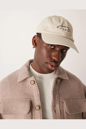Abercrombie & Fitch Logo contrast peak twill baseball cap in cream