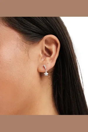 Kingsley Ryan Crystal star charm hoop earrings in sterling