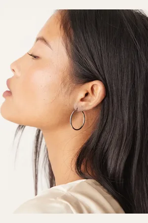 LOST SOULS Stainless steel 30mm hoop earrings in