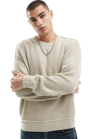 Hollister Boxy fit washed chunky rib knit jumper in tan