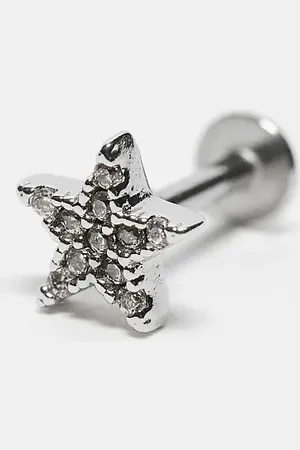 Kingsley Ryan Crystal star labret piercing earring in plated