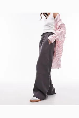 Topshop Pull on wide leg trouser in charcoal