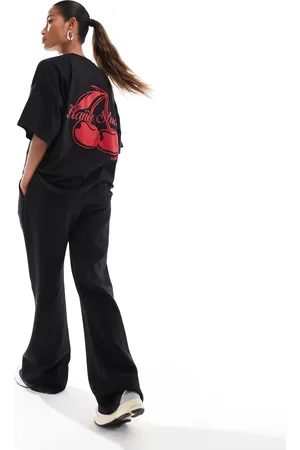 Kaiia Oversized cherry back print t-shirt co-ord in