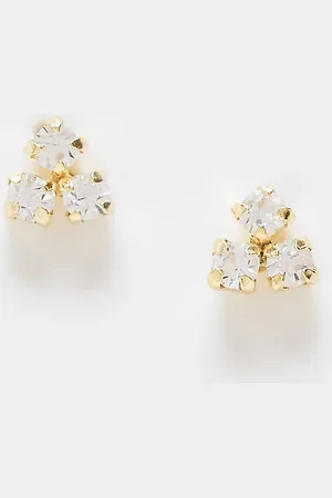 Kingsley Ryan 3 crystal cluster stud in plated