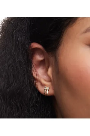 Kingsley Ryan Crystal illusion hoop earrings in plated