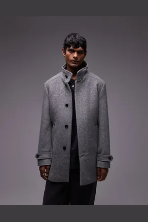 SELECTED Reuben overcoat with funnel neck in