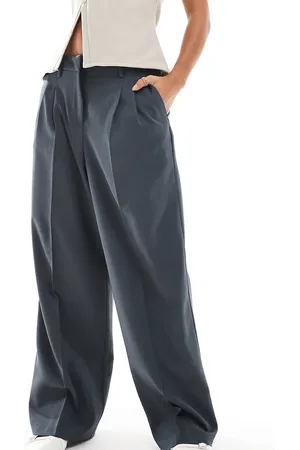 VERO MODA Rita tailored wide leg dad trousers in asphalt