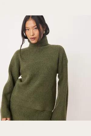 VILA Roll neck knitted jumper co-ord in khaki