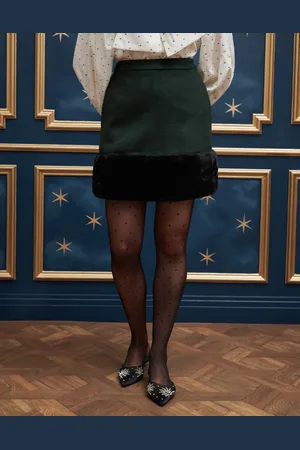 Sister Jane Faux fur hem mini skirt co-ord in forest green and