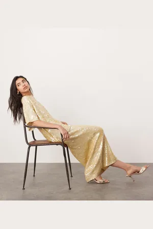 ASOS Allover sequin knitted maxi skirt co-ord in cream