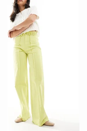 SCALPERS Front Color Denim Pant In Lime