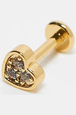 Kingsley Ryan Crystal heart labret piercing earring in plated