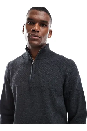 Threadbare 1/4 zip jumper in charcoal