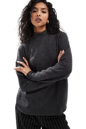 VERO MODA High neck oversized jersey top in melange