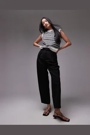 ARKET Structured straight leg trousers with pressed crease in