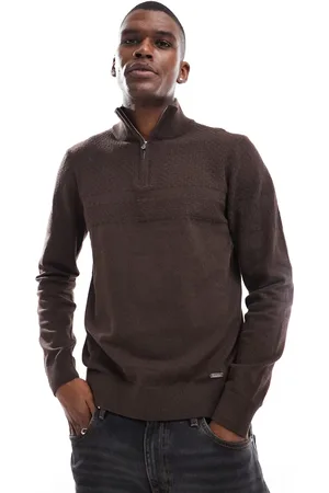 Threadbare 1/4 zip jumper in chocolate