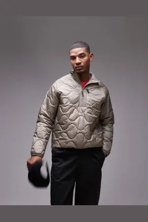 ARKET Runner quilted padded jacket with 1/2 zip neck and front pocket in mole