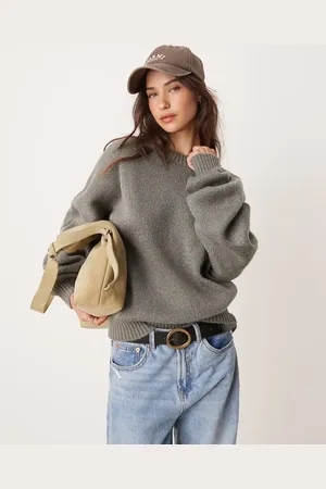 Glamorous Crew neck relaxed jumper in charcoal