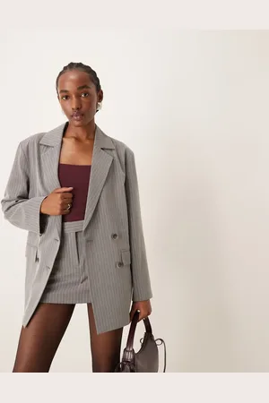 Miss Selfridge Slouchy oversized double breasted blazer in pinstripe co ord
